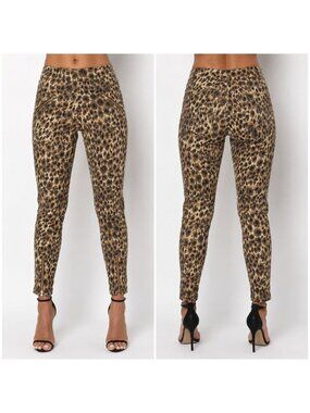 J.McLaughlin Leopard Print Skinny Pants With Zipper Accents Size 8